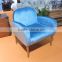 Upholstery morden blue velvet wooden frame armchair