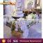 indoor glass top dining square wedding banquet table with crystal