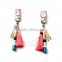 Round crystal pendant earring wholesale Fashion gold alloy rivet and tassel drop earring