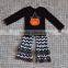 Newest design pumpkin halloween chevron ruffle pant boutique outfits