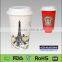 high quality decorative double wall ceramic coffee mug with lids