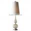 popular in Russia modern style mercury glass lamp with glass lampstand and white barrel fabric shade