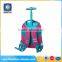 Creative design kid fashion lovely blue and pink mini trolley bag for women