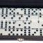 Traditional DOMINOES in FAKE LEATHER Black Vinyl Box with Classic White Stitch - D6, D9, D12