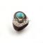 Handmade Ebony Wood Ring With 925 Sterling Silver With Turquoise Stone