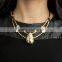Statement necklace 2016 leather rope stainless steel necklace jewelry