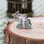 S034 Globalwin Silver Jewelry Antique Silver Blue Zircons Paved Butterly Charm Dangling Shiny Silver Charm