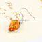 Silver plating alloy resin jewelry set amber pendant necklace with earring set indian