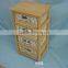 FSC made in CHINA natural pine dark brown durable portable Wooden Cabinet Chest with 3 Wicker Drawers