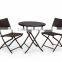 3 Piece Outdoor Patio Rattan Bistro Small Dining Chair Set