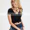 MGOO OEM Service Sexy Triangle Deep Neck Crop Top Women Classic Fit 95% Cotton 5% Spandex Tank Top