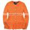 latest children girls cable knit ruffle buttom down long cardigan sweater