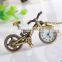 New Retro Mini Bronze Bike Bicycle Design Keychain Quartz Pocketed Fob Watch Pendant Necklace Fashion Sweater Key Chain Gifts