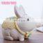 Hot sale in Amazon gift for girls top quality nature resin cute rabbit shape unbreakable piggy bank cartoon saving money box