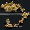 Factory Direct Sale Gold Crystal Rose Flowers Leaves Hair Combs for Women