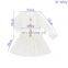 2020 wholesale white ribbed strip kid dress baby long sleeve and buttons design newborn baby dress model for toddlers
