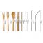 Wooden Flatware Set Wood Flatware Set Party Picnic Cutlery Bamboo Straw Dinnerware With Cloth Bag Knives Fork Spoon Tool