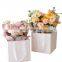 Fancy Wide Base Square Bottom Shopping Paper Bag With Flower Design And Handle