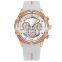 Fashion black silicone band dial rose gold case diamond bezel luxury 3 eyes oem watch chronograph
