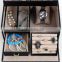 Black Leather Jewelry Box Lockable Makeup Storage Case with Mirror