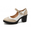 Women Plus Size Mary Jane Dance Shoes Low Heel Ladies Vintage Breathable Leather Ankle Strap High Heel