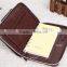 brown pu case notebook with zipper closure for business usage