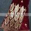 Guangzhou African Lace Embroidery Fabric Wine Color Indian Styles Embroidery Attrative Fashion African Velvet Lace Fabrics