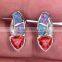 925 Sterling Silver Young Girl Triangle Opal Earring Red Ruby Stone Earring