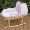 Baby euro natural moses maize basket wicker basket set cotton fabric with metal stand