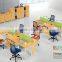 Metal frame wooden 4-seats office partition desks