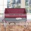 Maroon color leather office two seat sofa