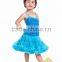 Summer fashion rosette pettidress fancy design and top quality birthday party dress for 0-3 years old baby girl