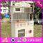 2017 New design children pretend play wooden pink play kitchen W10C268