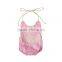 Wholesale fashion 100%cotton solid color Fringing String Romper for baby girls