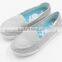 Brand canvas shoe white stripe lady loafer shoes china factory stock cheap selling