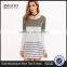 New Arrival Color Block Lace Trim Long T Shirt Stripes Cotton Spandex Casual Curved Hem Tee Dress