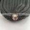 Myfur Dark Grey Knitting Hat for Adults With Real Fox Fur Pompom