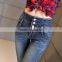 Cotton High Waist Women Pencil Pants printed letter blue new model jeans pants