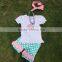 hot sell Girls Clothing Sets Kids Clothes Suit Children Short Sleeve ruffle boutique set with matching necklace and headband