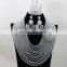 Transparent African Wedding Crystal Beads Necklace Nigerian Earrings Jewelry Sets
