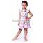 Knit cotton arrows pattern flutter pink dress and smocked baby pants set M6050513