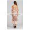high quality short sleeve transparent hollow lace flower long dress shiny shiny skirt