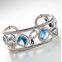 925 Sterling Silver DY Inspired Blue Oval Mosaic Cuff Bracelet