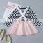 RTS Stripe Shirt And Suspender Skirt Kids Fall Clothing Girls 2 Piece Clothing Sets