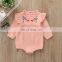 Wholesale Fashion Romper Full Sleeve  Ruffle Flower Embroidery Baby Linen Romper