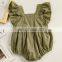 2019 summer fly sleeved Baby Linen cotton Girls Jumpsuit rompers green pink bodysuits