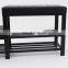 Customized Black PVC Leather Luxury Shoe rack Ottoman Rectangle  Long Double Size Beach with Metal Frame