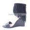 Fashionable party wear wedge woman tassel sandals cheap with back zipper