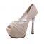 Ladies high fashionable design high heels suede color peep toe platform sandals shoes