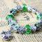 Fashion hot sale love charm bracelet beautiful green cyrstal bead bracelet